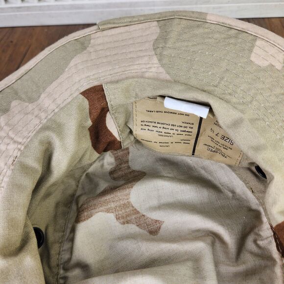 VTG US Military Boonie Hat Sz 7 1/4 Desert Camo Tru-Spec Sun Hot Weather Type II - Picture 9 of 11